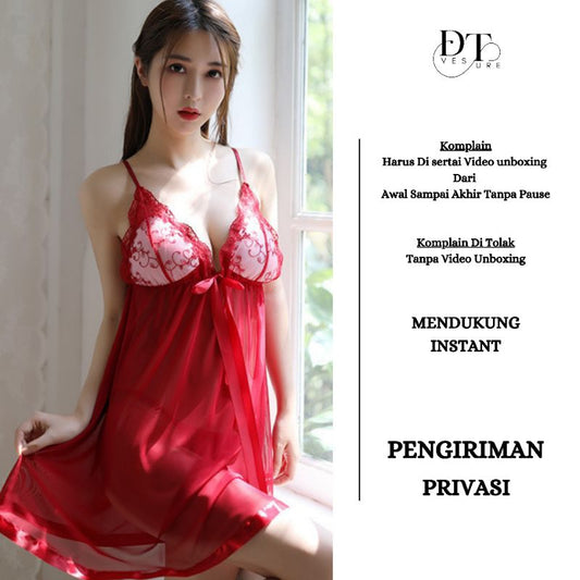 Pekanbaru Lingerie Seksi Set Free Size Include Busa Dada Dress Baju Tidur Wanita Dinas Malam Panjang Set D-29