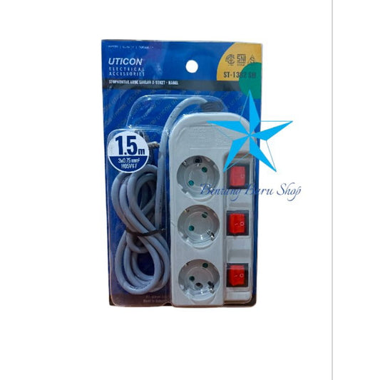 Pekanbaru Stop Kontak Uticon Kabel 1.5M / Cok Sambung Uticon Switch 3 Lobang 4 Lobang 5 Lobang 6 Lobang