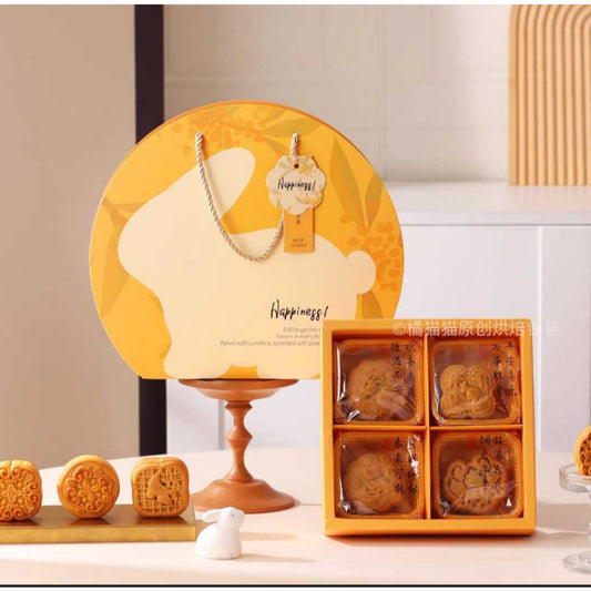Pekanbaru Mooncake Hampers Box / Kotak Kue Bulan Kelinci Handle Tali Sekat 4, 75-100Gr