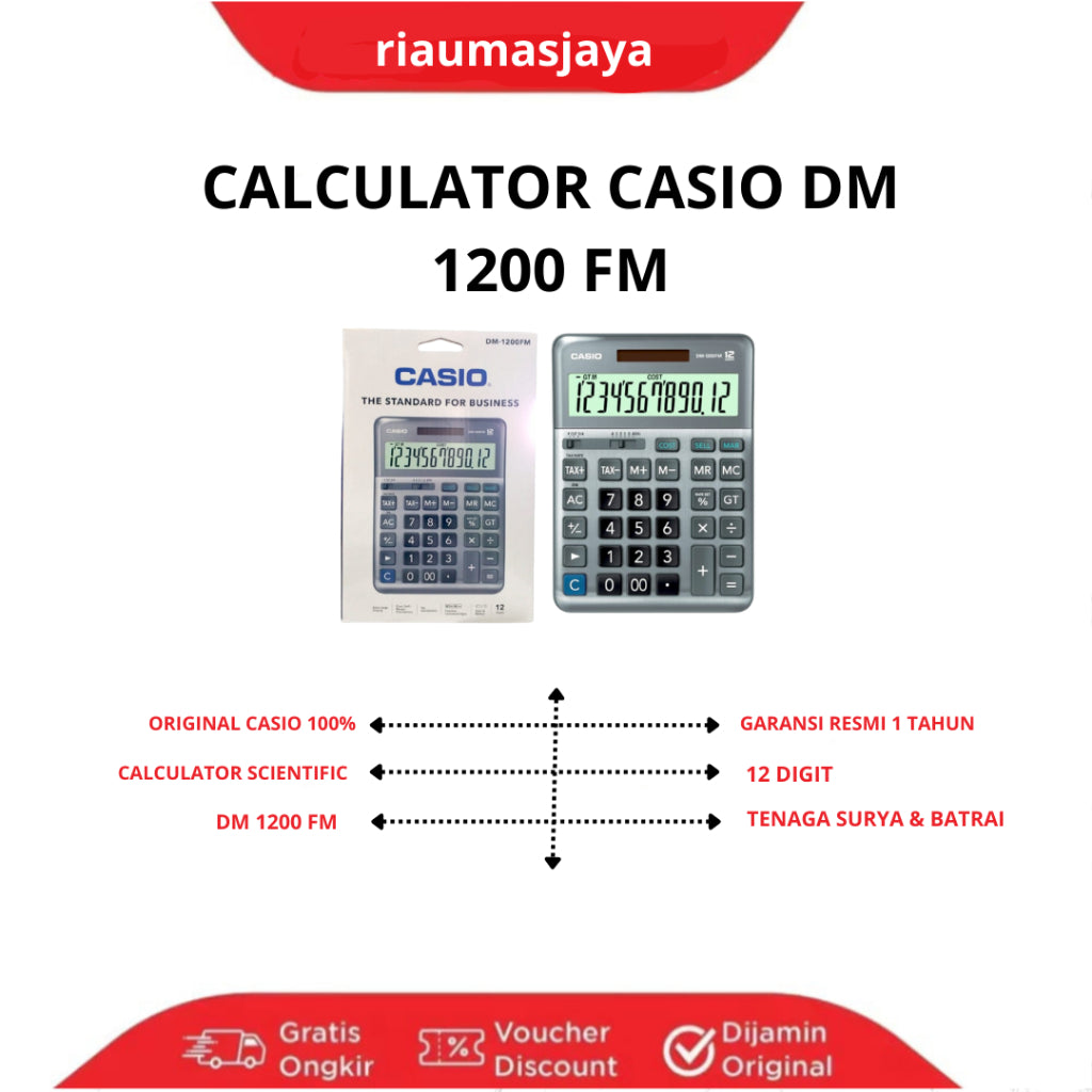 Pekanbaru Calculator Casio Dm 1200 Fm 12 Digit Original