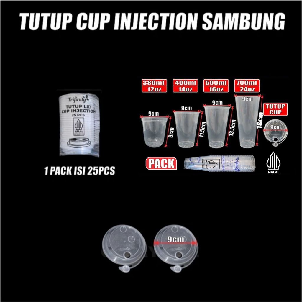 Cup Injection 12Oz 14Oz 16Oz 22Oz Bening Anti Tumpah Bahan PP Halal Untuk Minuman Panas dan Dingin