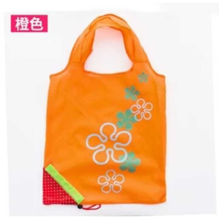 Tas lipat shopping bag motif Strawberry untuk belanja