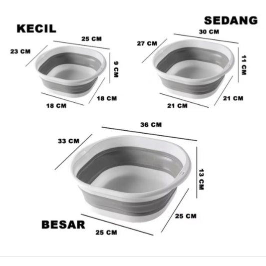Pekanbaru Ember Lipat Silikon Baskom Portable Water Bucket Foldable Ember Plastik Anti Bocor