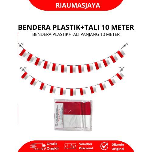 Pekanbaru Bendera Plastik Tali Merah Putih 10 Meter