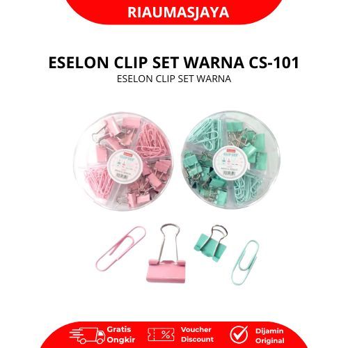 Pekanbaru Binder Clip Set / Clip Set Eselon Warna Cs 101/Clip Kemasan Mika Bulan 4 Sekat