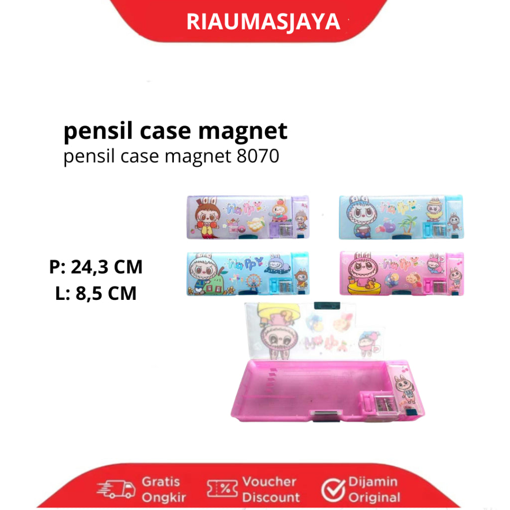 Pekanbaru Pensil Case Magnet Dz-8070 Motif Labubu Warna/ Tempat Pensil Magnet Karakter