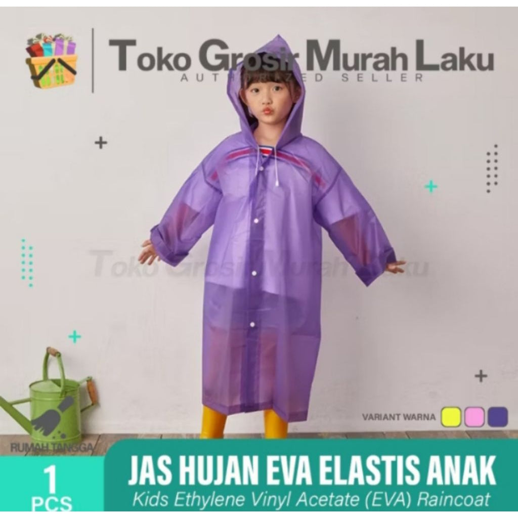 Pekanbaru Jas Hujan Anak Karakter Hoodie Murah Eva Ponco Lengan Polos