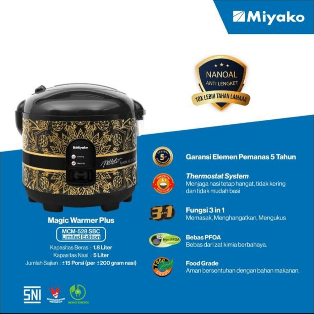 Pekanbaru Magic Com Miyako Mcm-528Sbc Limited Edition / Rice Cooker Miyako Mcm 528 Sbc Panci Nanoal