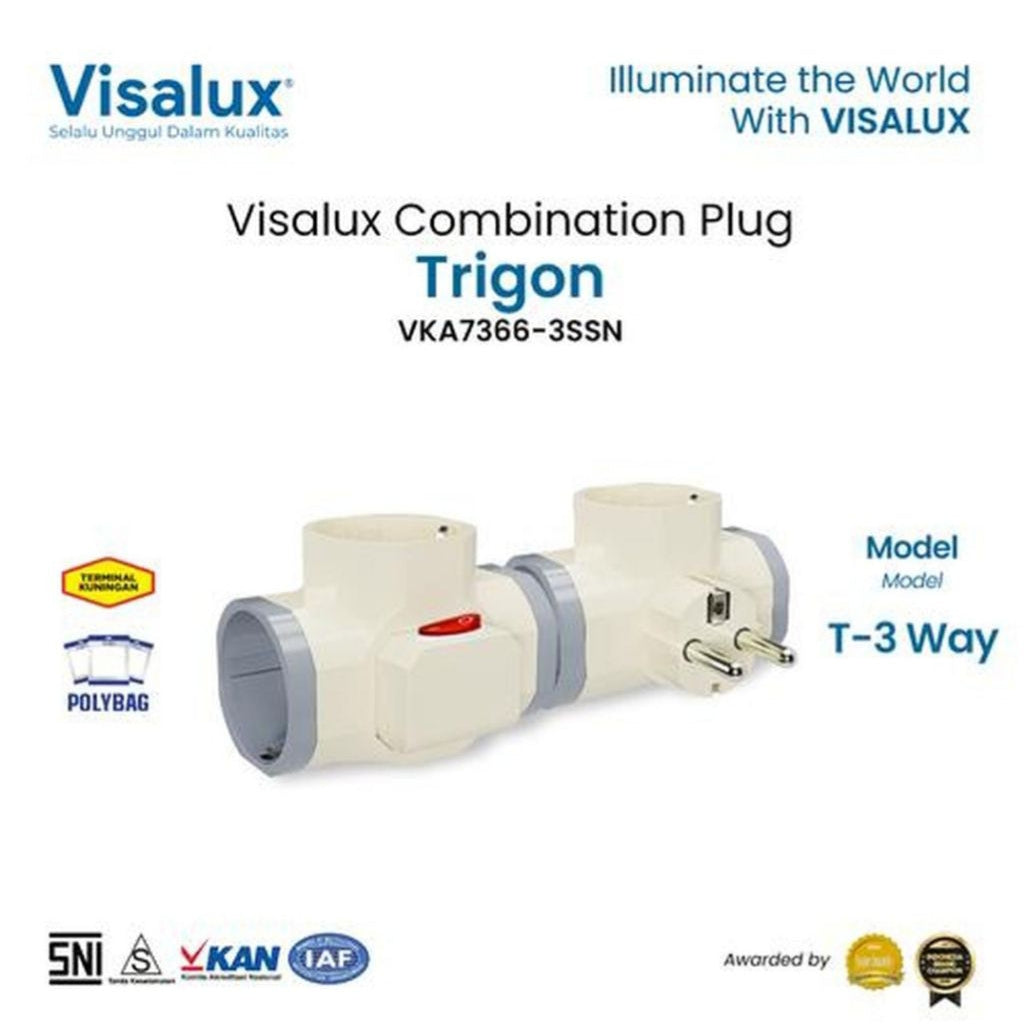 Pekanbaru Colokan / Steker T Kombinasi Visalux Vka7366-3Ssn / Cok Cabang Visalux On Off