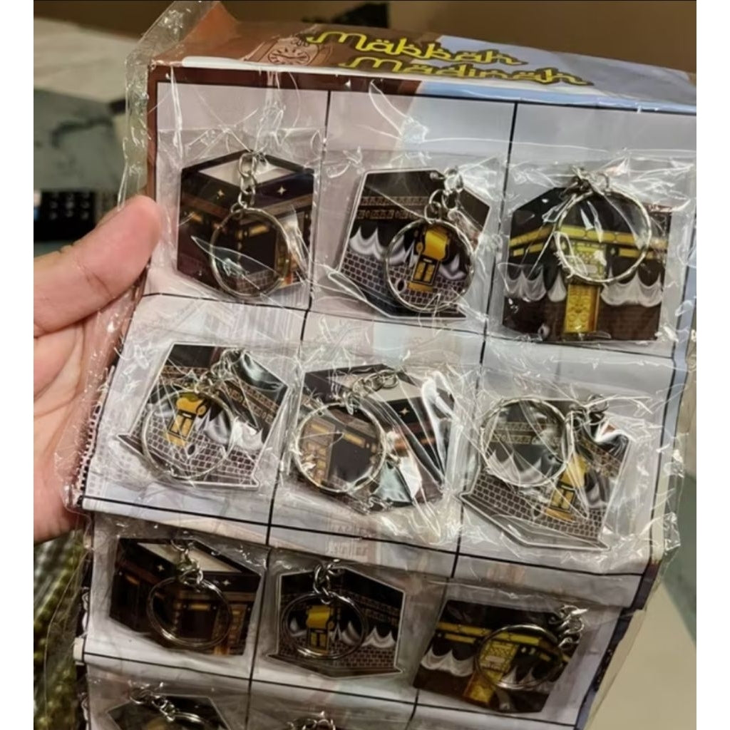 (12pcs) Gantungan Kunci Makkah Kabah Bahan Akrilik Souvenir Haji Umroh