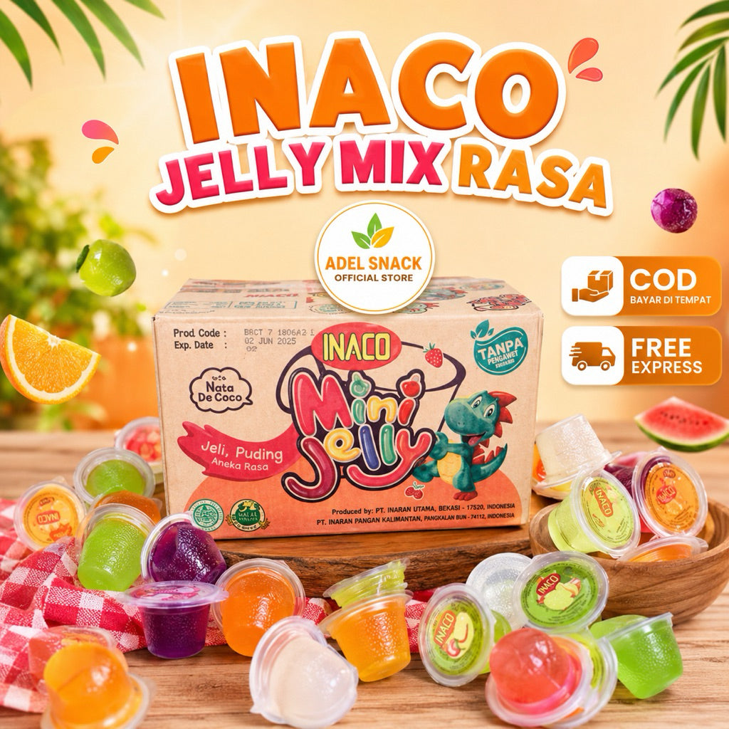 Inaco jelly Mix Buah ukuran 1 kg isi banyak sekitra 60 lebih / Agar agar makanan anak