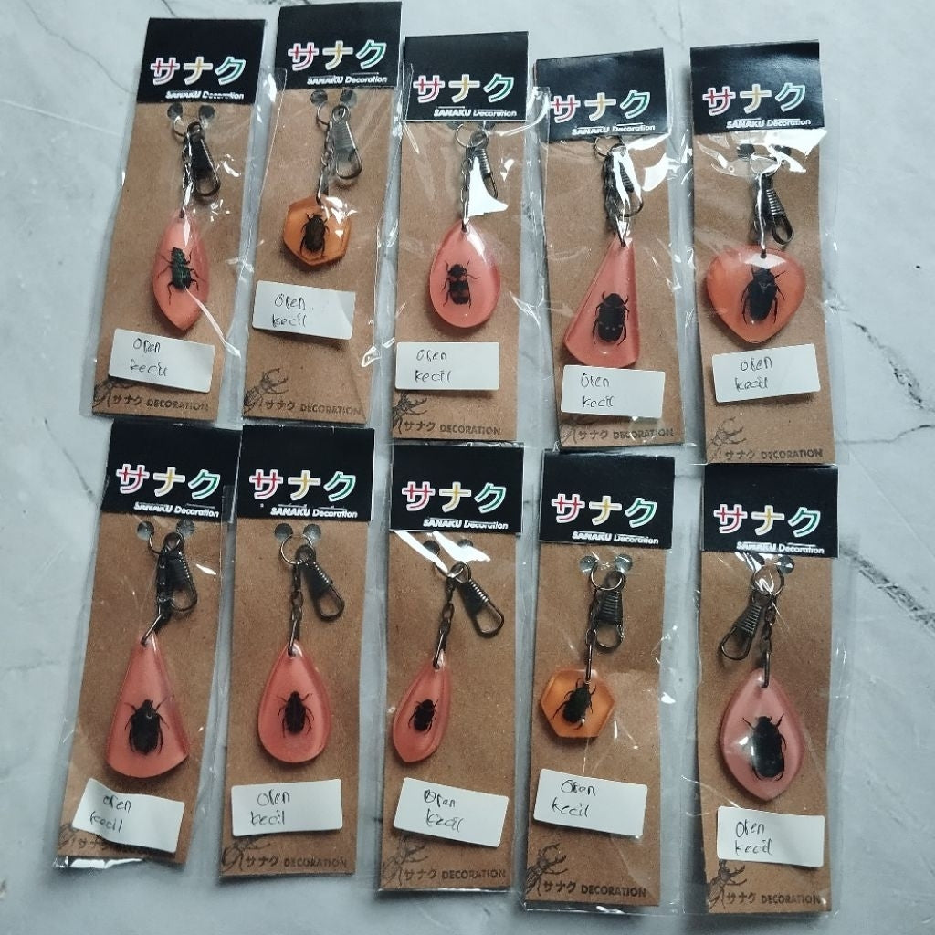 Gantungan Kunci Serangga Indonesia Resin Homemade / Souvenir Gantungan Kunci Rumah/Kantor (kemas plastik )