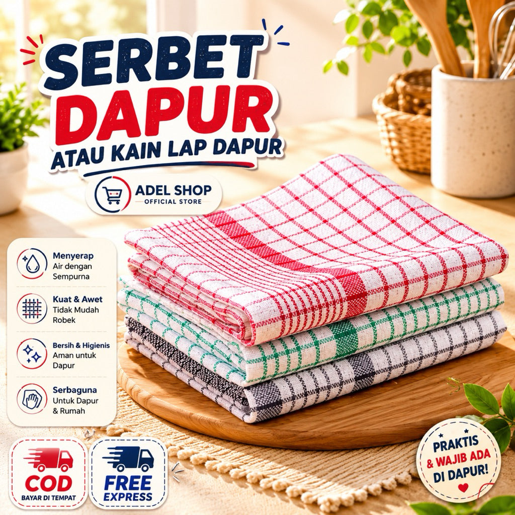 (Satuan) Serbet Dapur Satuan Murah/ Kain Lap Dapur Tangan Murah Harga 1 pcs