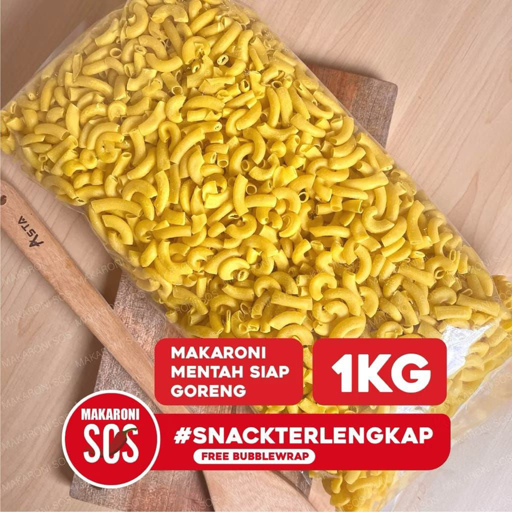 (1 kg MAKARONI MENTAH ) Makaroni Bantet Siap Goreng Makaroni Merk Kondang Enak/ Makaroni Mentah