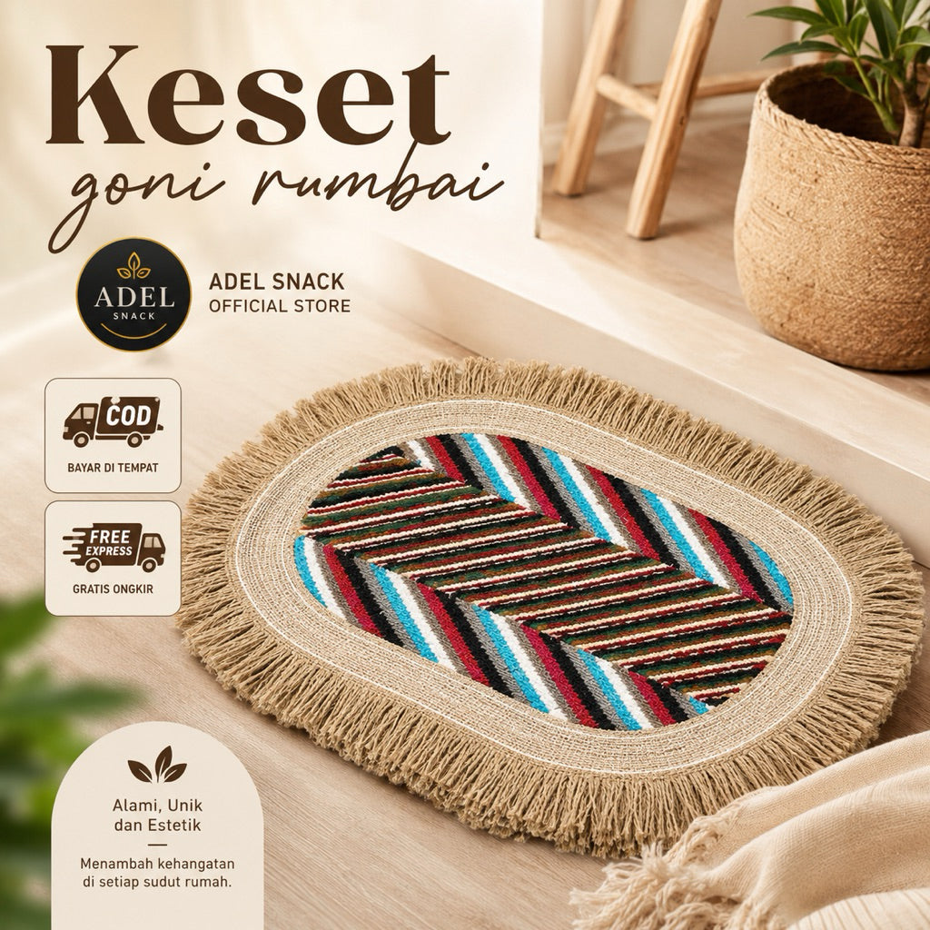 Keset Kaki Rumbai Goni ukuran 40 x 60 cm / Keset Unik /Keset estetik