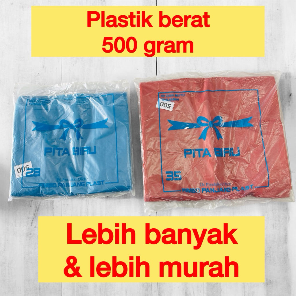 ( berat 500 gr) Kantong Plastik HD Kresek Makanan Barang Tebal Murah Berat 500gr Ukuran 28 ( 28x48cm)
