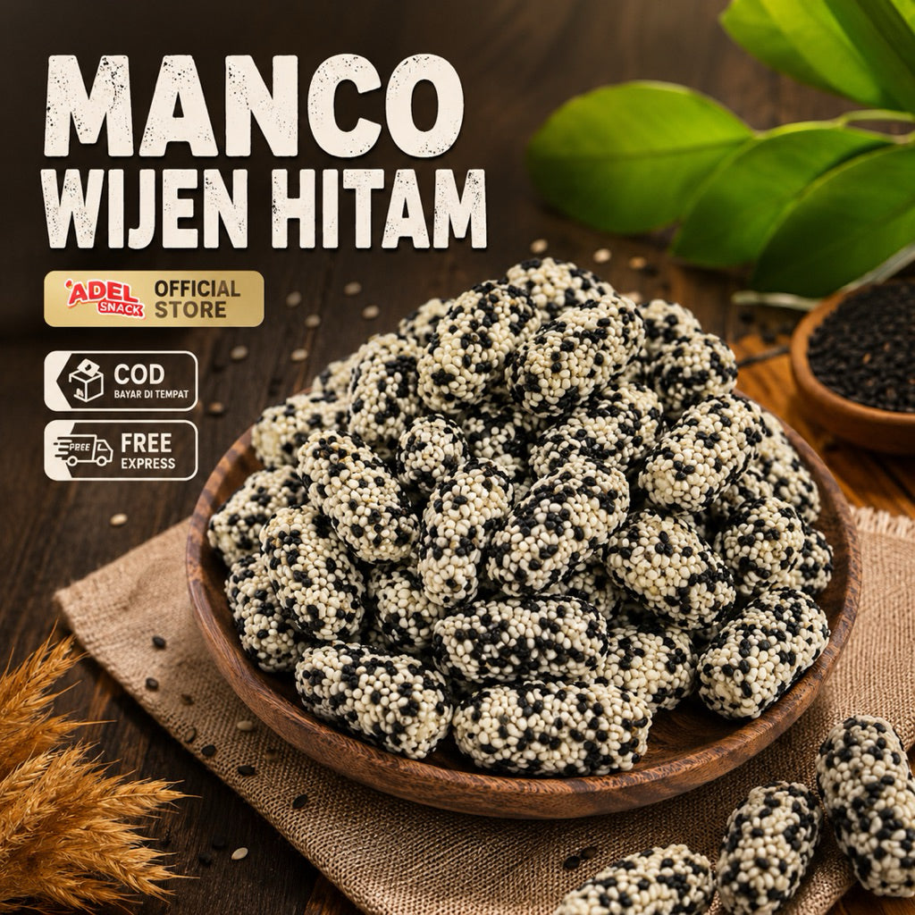(BERAT 1KG) KUE MANCO HITAM WIJEN | TAI KUCING | MANCHO WIJEN HITAM | MANCO ZEBRA (BERAT 1KG)