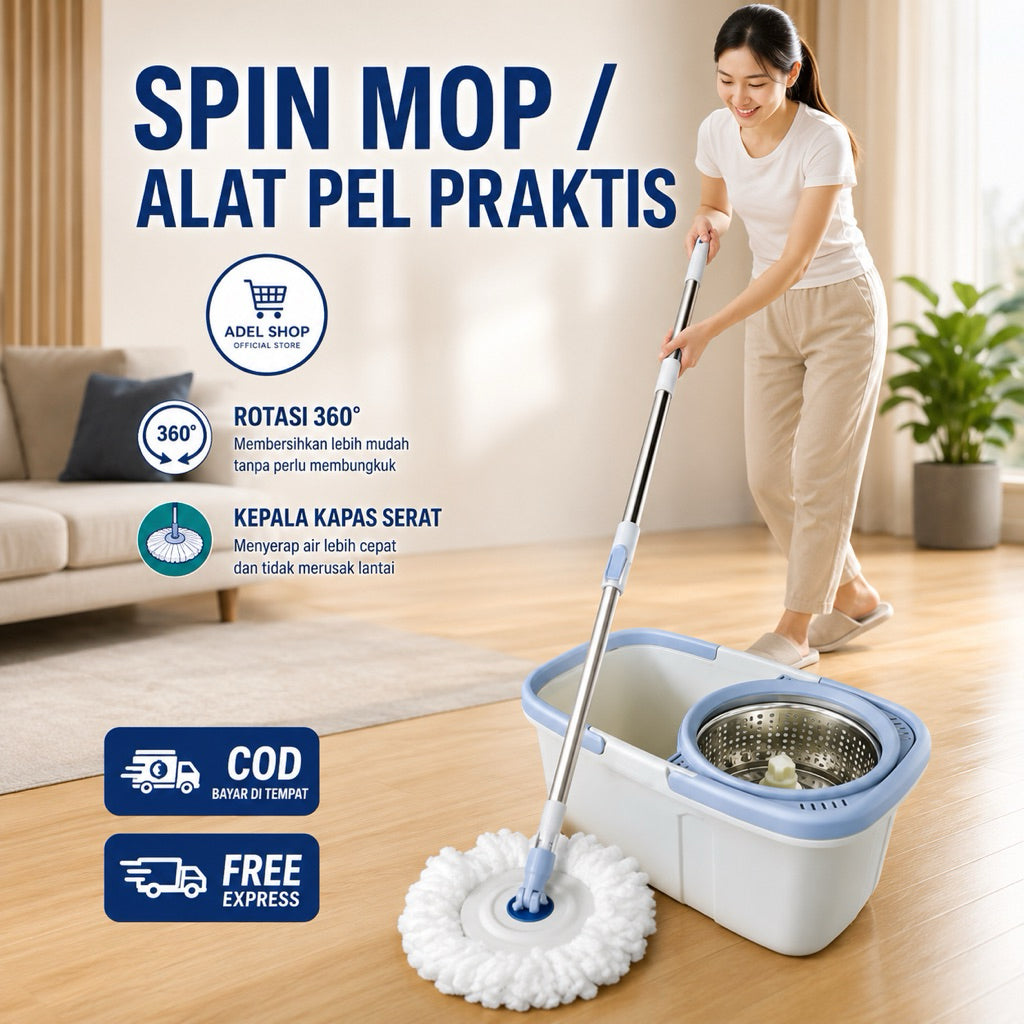Alat Pel Lantai Praktis Tanpa Peresspin Mop 360 Ember Pengering Stainlees Spin Mop