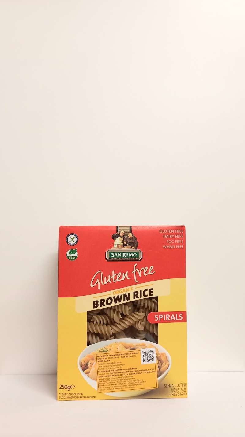 Pekanbaru San Remo Gf Brown Rice Spirals 250Gr