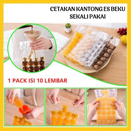HR- Kantong Plastik Cetakan Es Batu 24 Cube Sekali Pakai Disposable Ice Bag Isi 10pcs