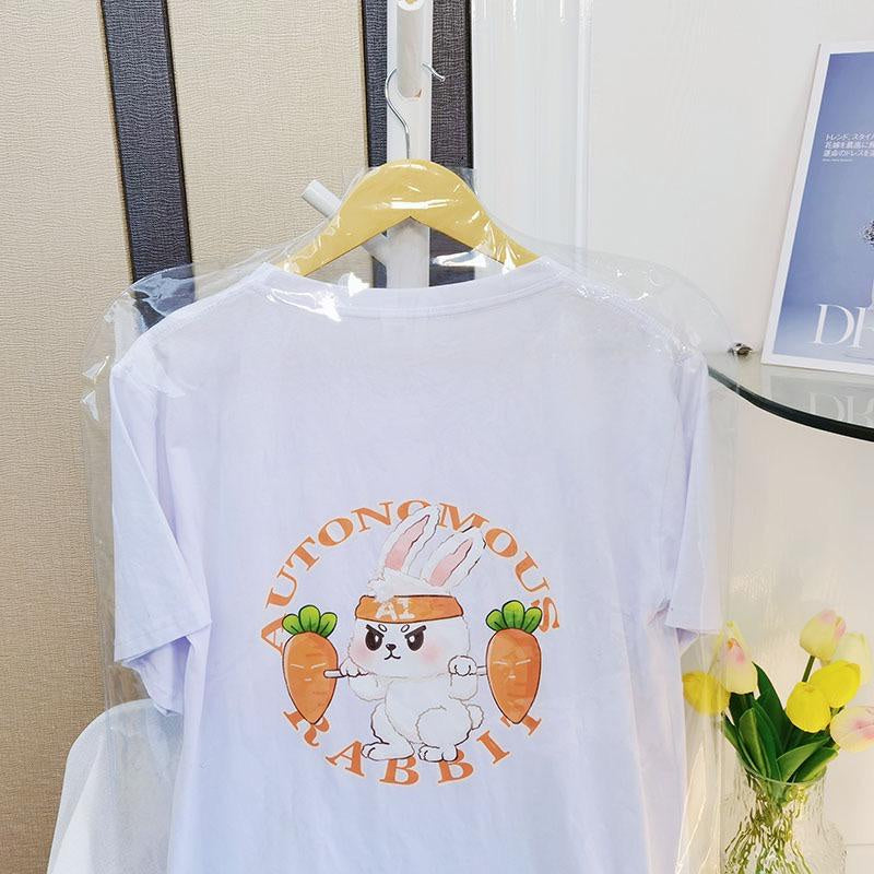 Kaos Oversize Carrot Bunny Champion I Am The First Autonomous Rabbit Kelinci Olahraga Wortel T-shirt Sablon Berkualitas Unisex Couple Korean Style