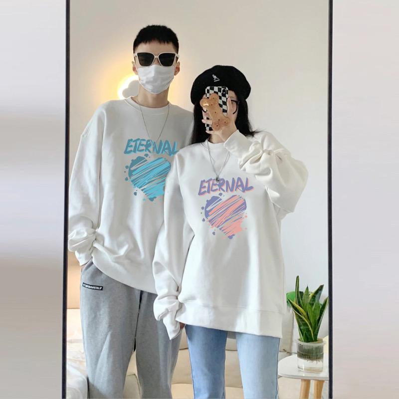 Sweater Oversize Eternal Love Sweatshirt Couple Sablon Ombre Biru Lilac Crewneck Unisex Cowo Cewe Bahan Tebal Berkualitas Model Polos Aesthetic Korean Style