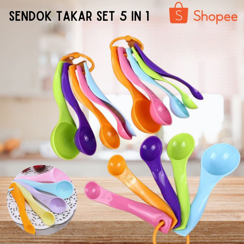 Sendok takar set 5 in 1 warna warni KUE AIR BUMBU SERBAGUNA