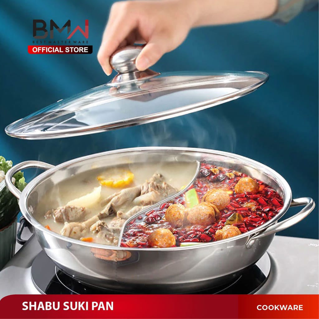 Panci Shabu 28cm / Mangkok Sup Steamboat Sekat 2 Rasa Suki Pan Hot Pot Panci Shabu 28cm