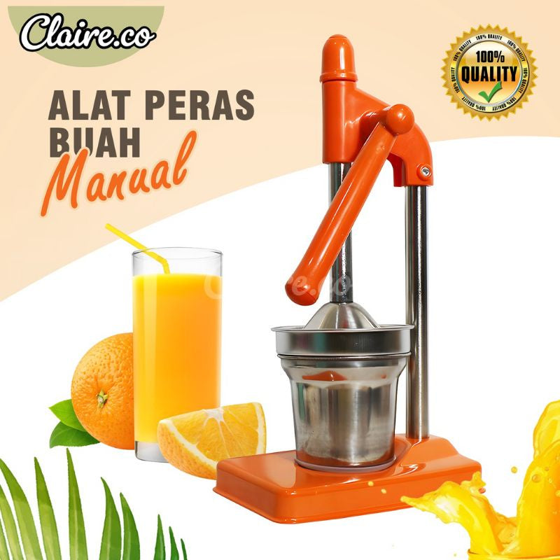 (Free bubble) Alat Pemeras Jeruk Press Manual Silver Peras Jus Buah Stainless Juicer/Perasan jeruk warna