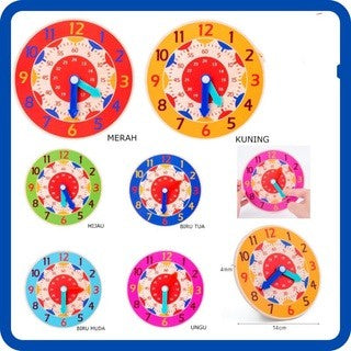 Mainan Pengenalan Belajar Jam Anak Montessori Clock Toys