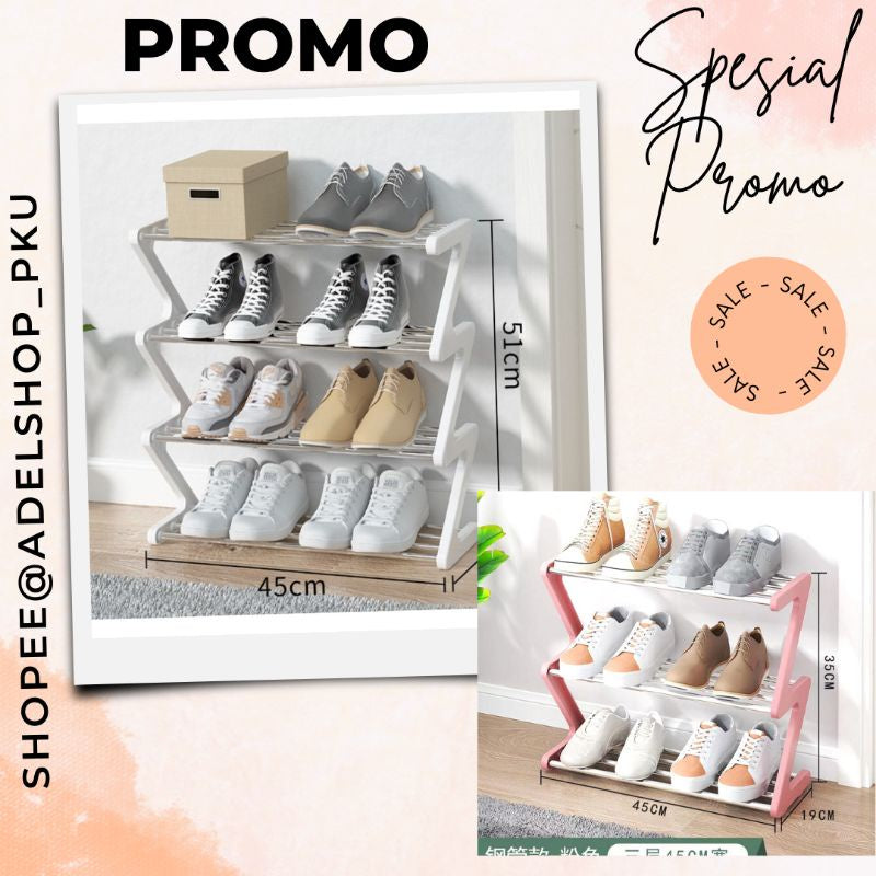 Rak Sepatu Sendal Zigzag 4 Tingkat Rak Sepatu Portable