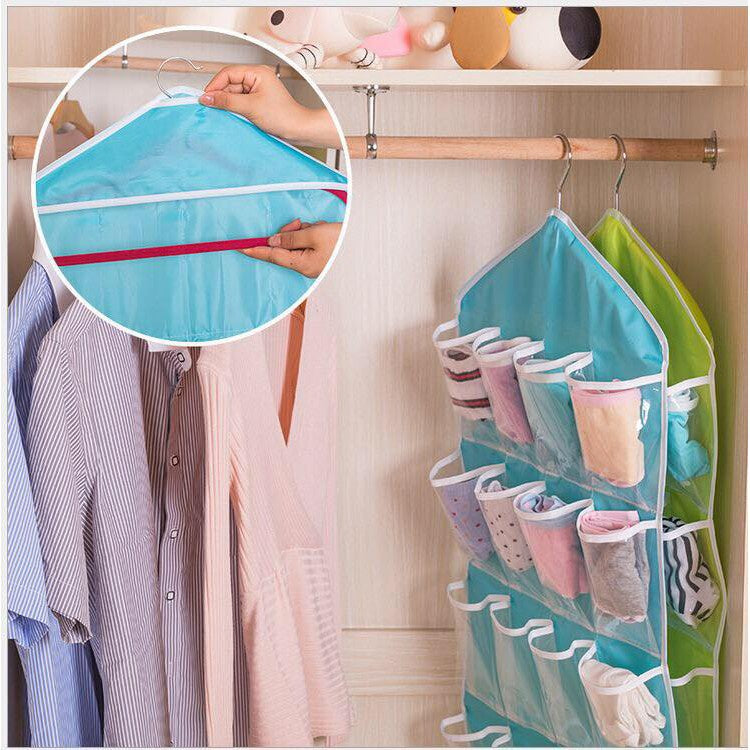 Pouch Hanging Organizer 16 Sekat Korean Set Tempat Celana Dalam Gantung