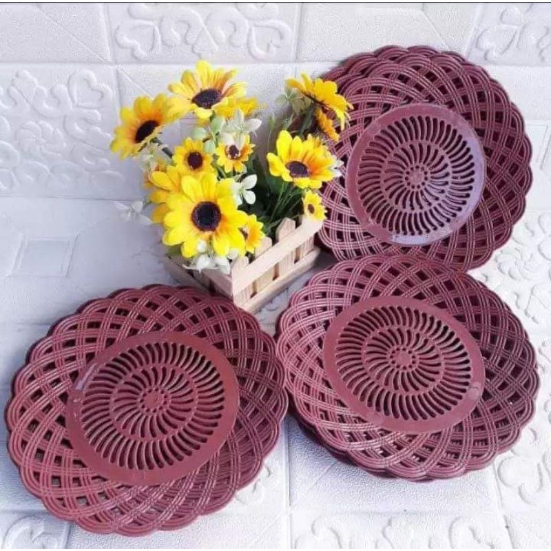 Piring Rotan Plastik Perlusin / Piring untuk acara / Piring Pesta Piring Plastik Model Rotan