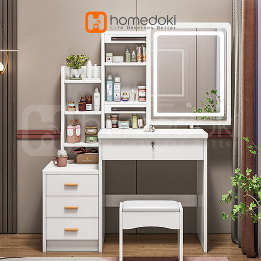 Pekanbaru Homedoki Meja Rias Minimalis/Meja Rias Led/Meja Rias Lampu/Meja Rias Aesthetic/Meja Rias Sliding/Meja Make Up