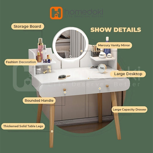Pekanbaru Homedoki Meja Rias/Meja Rias Modern Minimalis/Meja Rias Putih /Meja Rias Minimalis/Meja Rias Aesthetic/Meja Rias Kayu