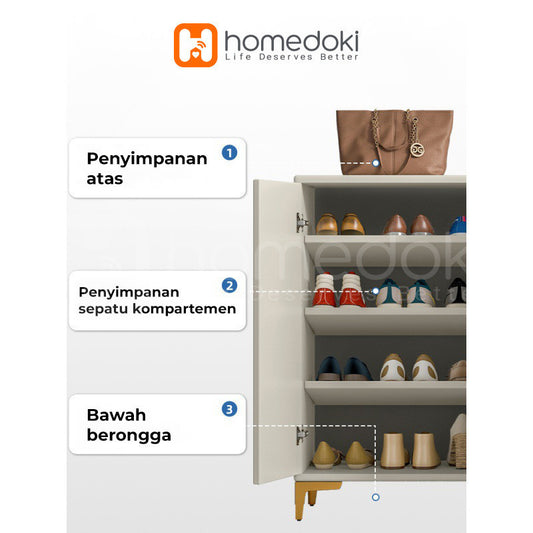 Pekanbaru Homedoki Rak Sepatu / Lemari Sepatu Kayu / Lemari Kabinet Kayu Minimalis / Rak Sepatu Putih / Shoes Cabinet