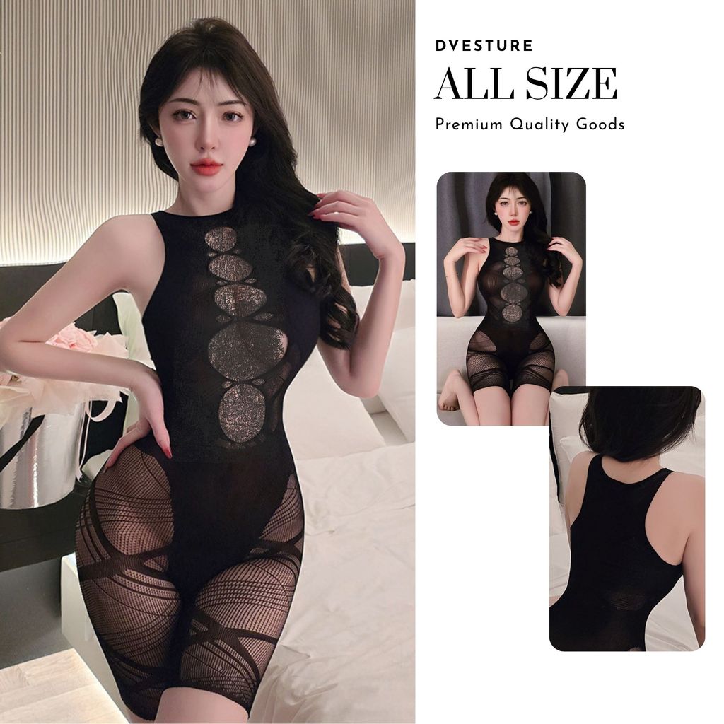 Pekanbaru Lingerie Dress Bodysuit D 183 Sobek Tangan Menggoda Pakaian Jala Transparan