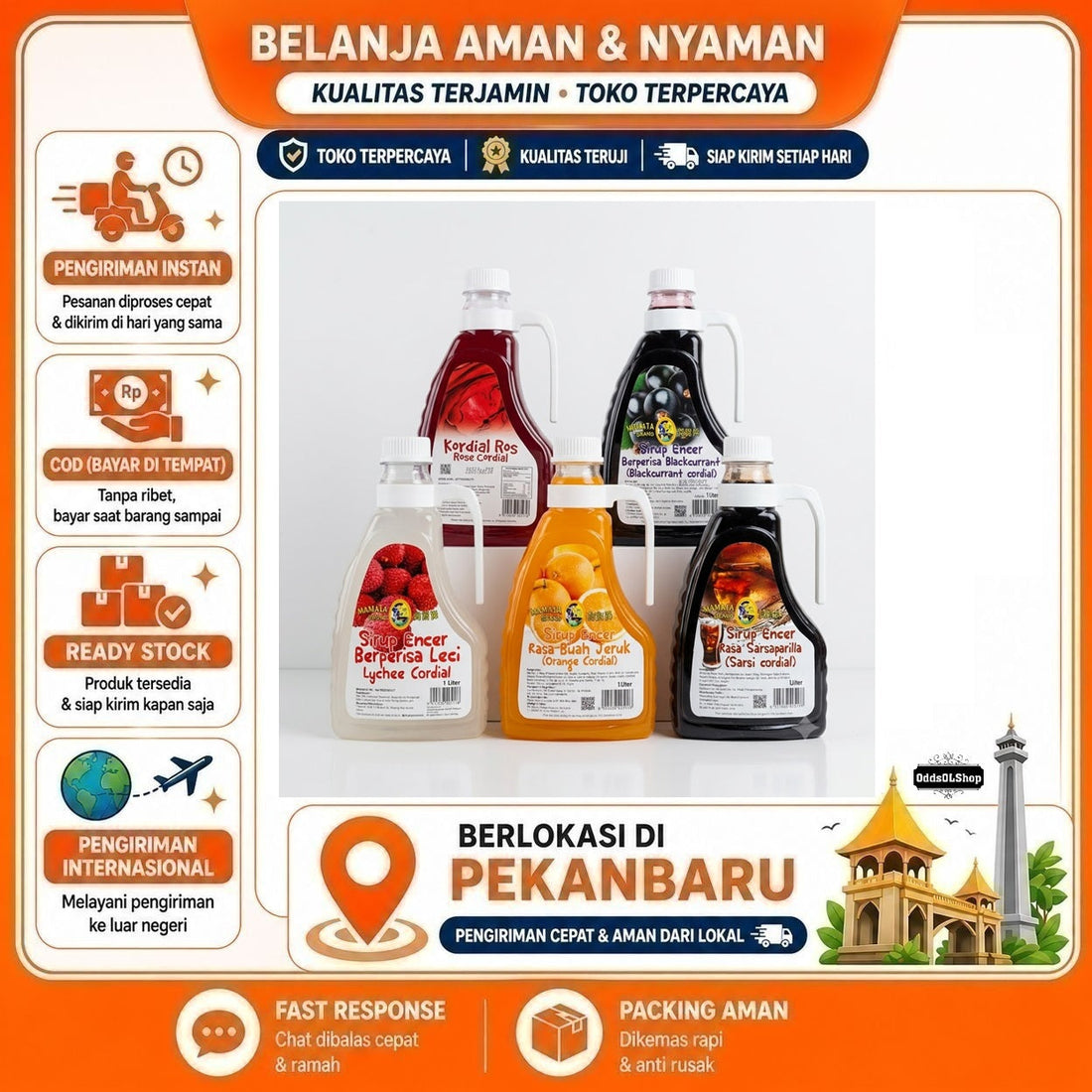 Mamata Brand Sirup Encer Rasa Jeruk, Sarsaparilla, Leci, Blackcurrant Cordial, Lychee, Sarsi 1 Liter