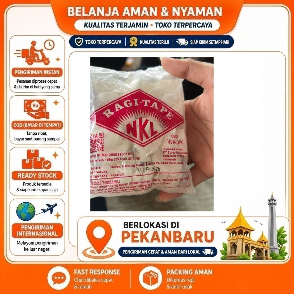 Ragi Tape NKL Cap Wajik 85 gr Isi 25 Butir, Praktis, Mudah Digunakan, Tidak Perlu Gula Tambahan, COD