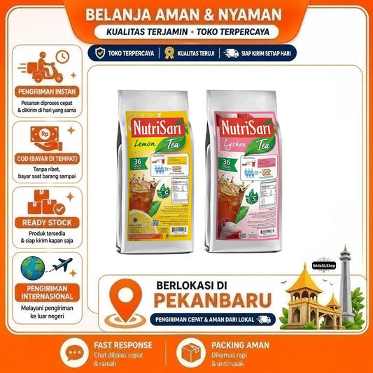 Nutrisari Teh Leci dan Lemon Serbuk 400 gr Minuman Bubuk Instan, Kaya Vitamin, Halal, Tanpa Pengawet