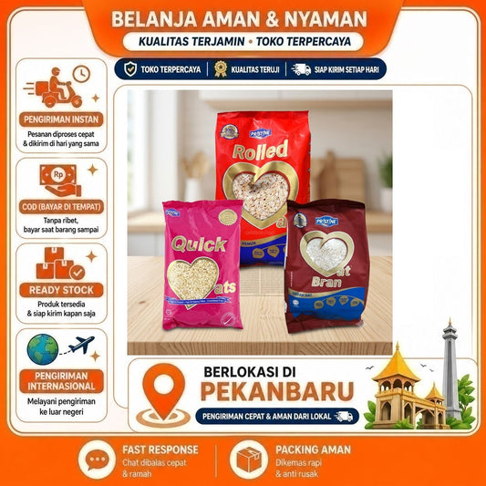Pristine Quick Oats Cepat Masak 750 gr, Rolled Oats Utuh, Oat Bran 500 gr Dedak, Menu Sarapan Sehat