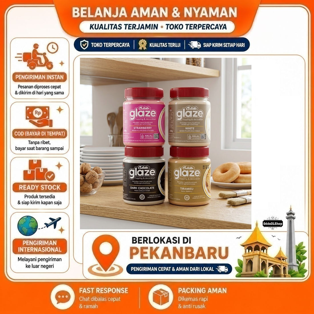 Colatta Glaze Topping & Dekorasi Bahan Kue, Roti dan Donat, dengan Rasa Tirmaisu, Stroberi, Cokelat