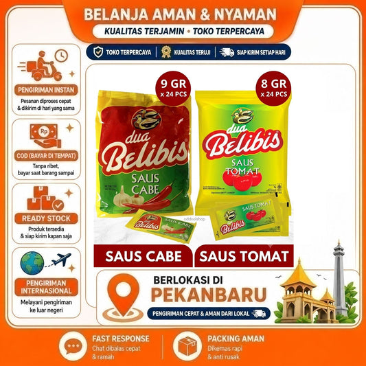 Dua Belibis Saus Cabe, Saus Tomat, Chilli Sauce, Tomato Sauce, Ketchup, 24 Sachet, Bumbu Masak Halal