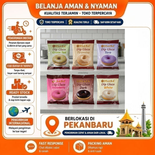 Plaza Dip Glaze 200 gr Rasa Tiramisu, White, Green Tea, Taro, Strawberry, Dark Chocolate, Cokelat