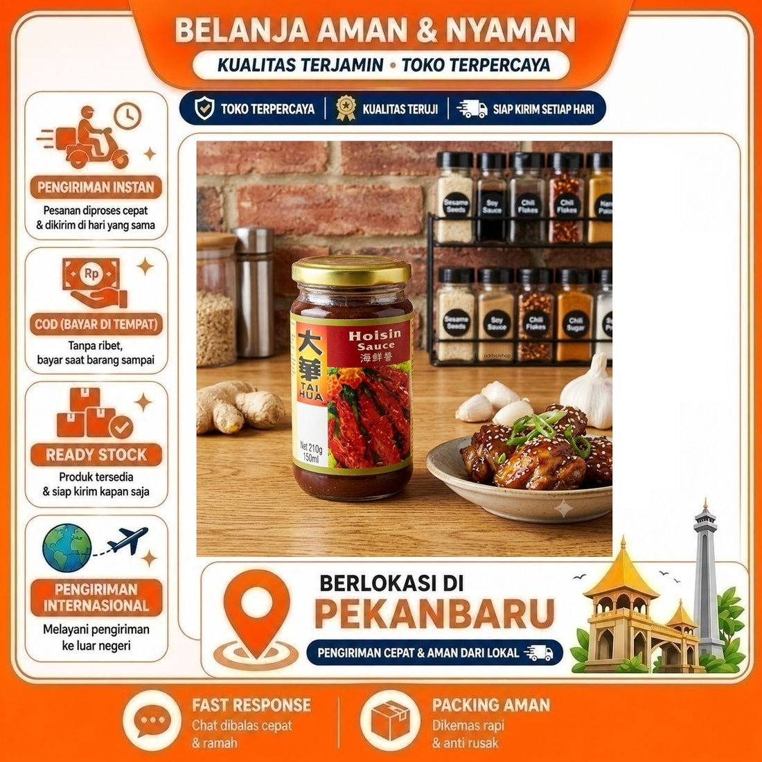 Tai Hua Hoisin Sauce 150ml Saus Hoisin Kebutuhan Memasak Bumbu Masak Halal Food Dressing Seasoning