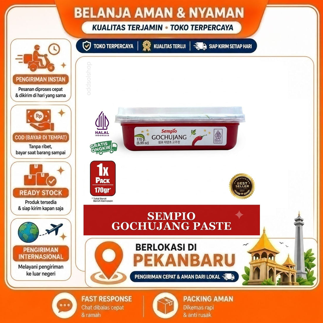 Sempio Gochujang 170 gr Hot Pepper Paste, Pasta Cabai Korea Pedas dengan Rasa Tradisional, Halal COD