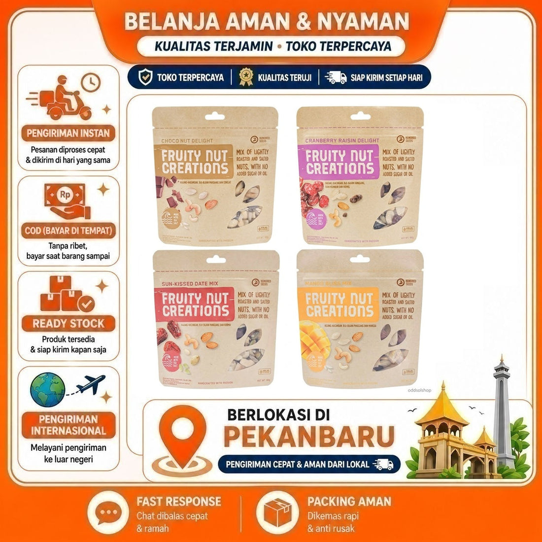 Hundred Seeds Fruity Nut Creations 60 gr, Choco Nut Delight, Cranberry Raisin, Sun Kissed, Mango COD