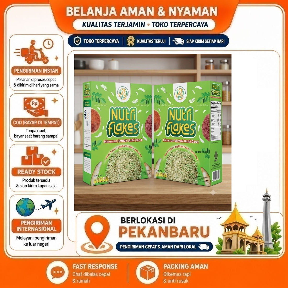 Nutriflakes Sereal Umbi Garut 280 gr untuk Membantu Asam Lambung dan Diet, Minuman Serbuk Sehat COD