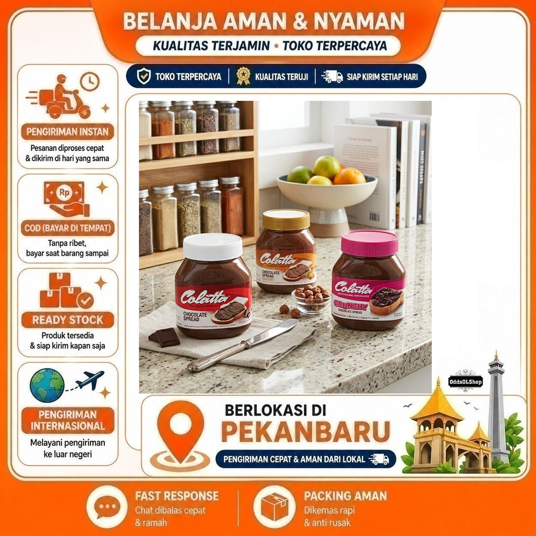 Colatta Professional Chocolate Crunchy Spread, Choco Hazelnut, Chocolate Spread Selai Cokelat 220 gr