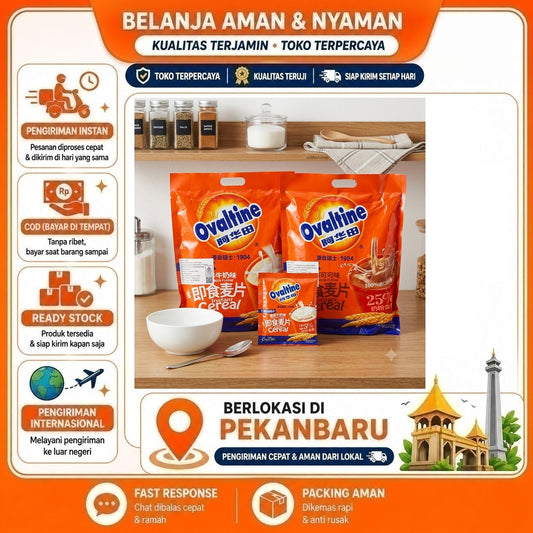 OVALTINE Instant Cereal Malt Cocoa Malt Milk Rasa Susu Coklat 300g 450g 10-15 Sachet, Oatmeal Sehat